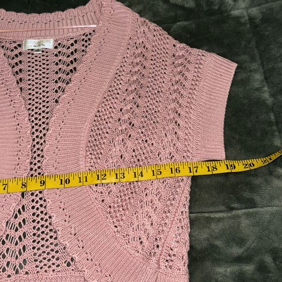 Signature by Robbie Bee Cardigan Sweater Women's 10 Pink Crochet Knitted Boho - Picture 4 of 7